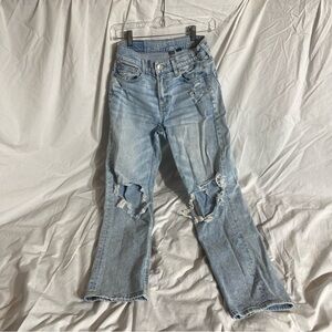 American Eagle Outfitters Light Blue Distressed Straight Leg Jeans